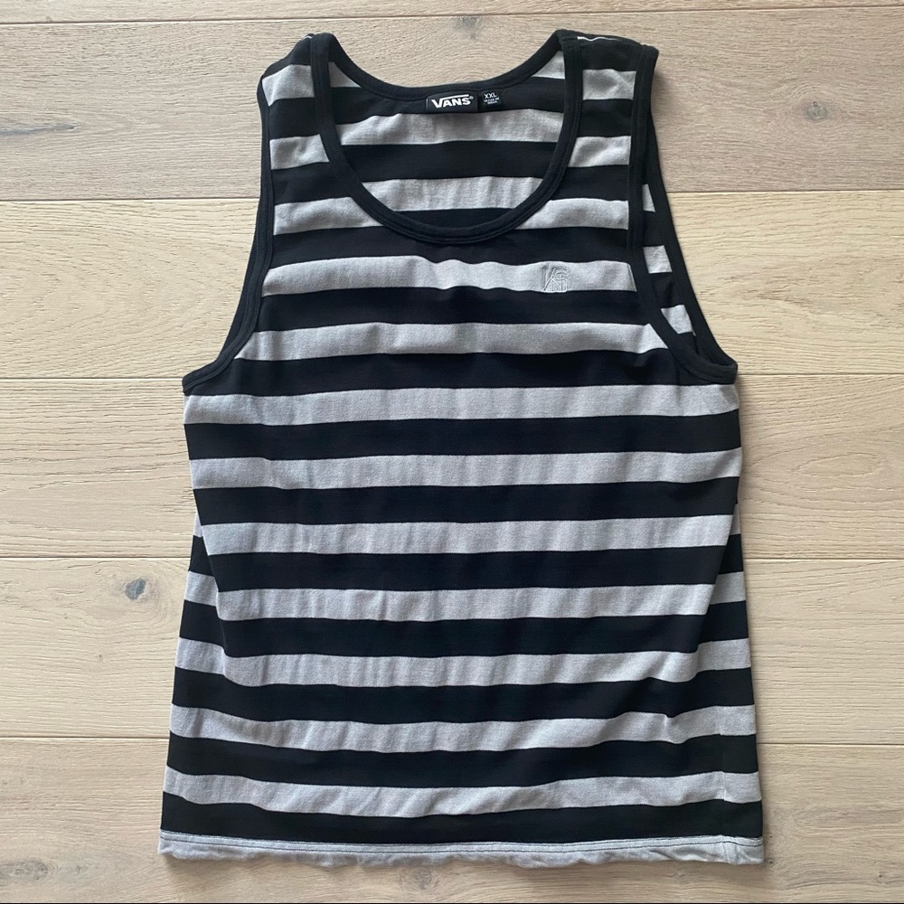 Vans Black Gray Striped Tank Top